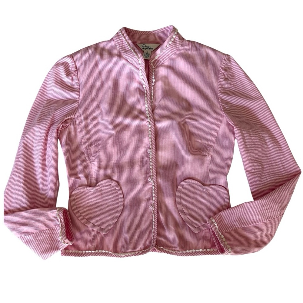 Lilly Pulitzer Pink Striped Blazer with Heart Pockets